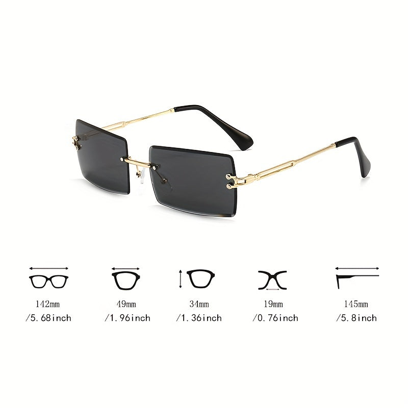 Rectangle Rimless Polarized Sunglasses Gradient Lens UV400