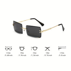 Rectangle Rimless Polarized Sunglasses Gradient Lens UV400