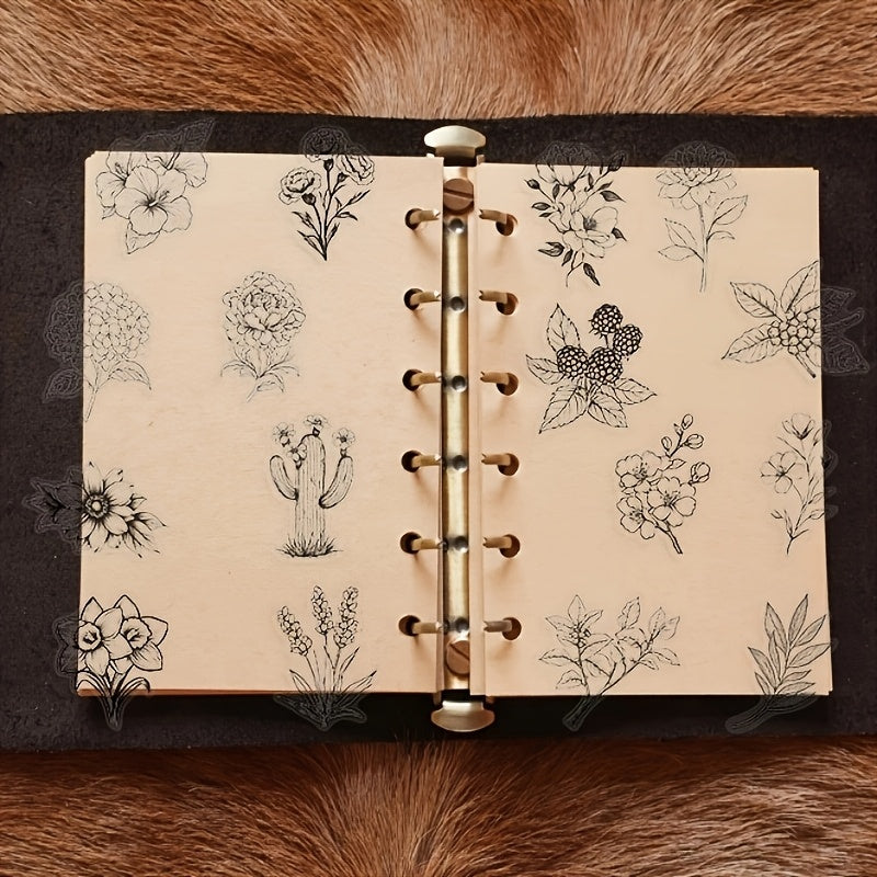 50 Retro Vinyl Aesthetic Plant Themed Stickers for Scrapbooking Diaries Laptops