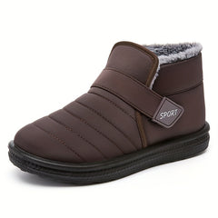 Waterproof Slip On Thermal Snow Boots Plush Lined Round Toe Flat Snow Shoes