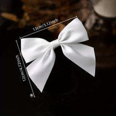 Satin Bowknot Hair Clip Back Head Hair Clip Non slip Duck Billed Clip
