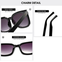 Large Square Frame Sunglasses Women's Gradient Eyewear