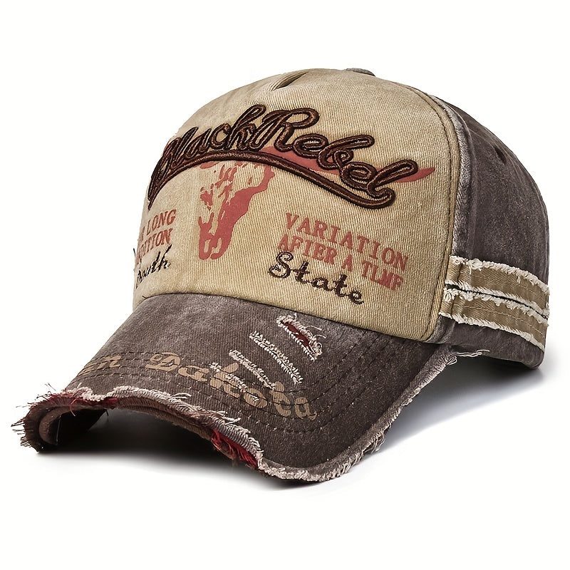 Casual Distressed Embroidery Denim Cap Sun Protection