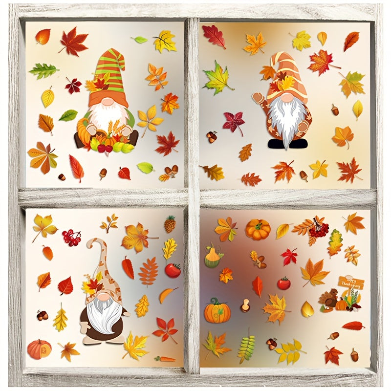 Thanksgiving Fall Window Clings - 6 Sheets 20 X Maple Leaves Stickers