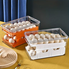 Slide Egg Holder Refrigerator Egg Storage Box Double Layer Stackable Gray Orange