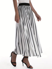 Striped Print Skirts Casual High Waist Versatile Skirts Women's Clothing
