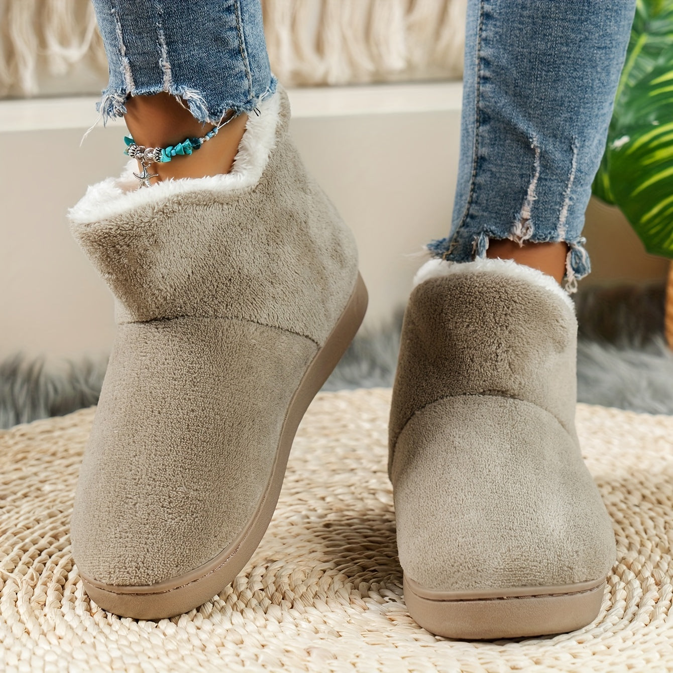 Women's Winter Plus Fleece Snow Boots Non slip Medium Tube