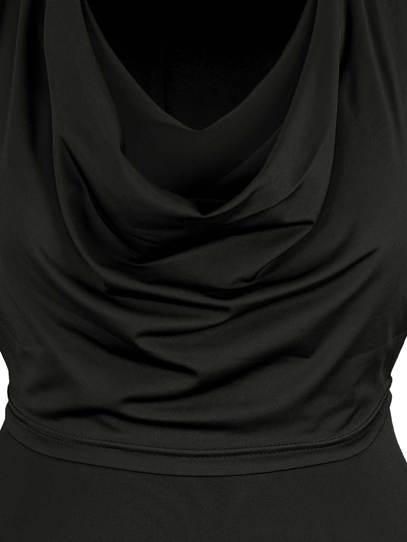 Solid Draped V-Neck Bodycon Midi Dress