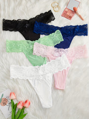 5-Pack Plus Size Sexy Panties Set Women's Plus Floral Lace Seamless Underwear