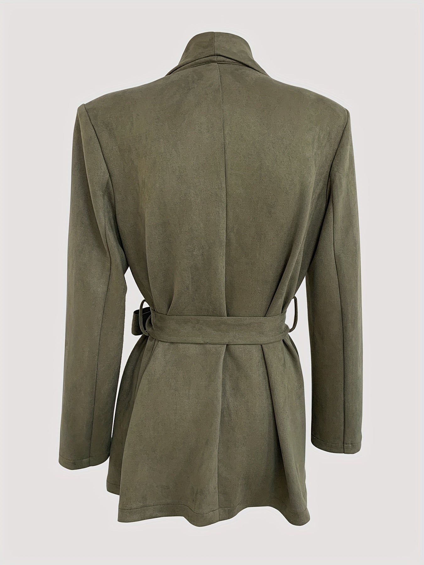 Double Breasted Lapel Belted Blazer Long Sleeve Blazer Women's Clothing