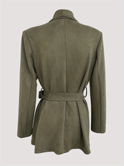 Double Breasted Lapel Belted Blazer Long Sleeve Blazer Women's Clothing