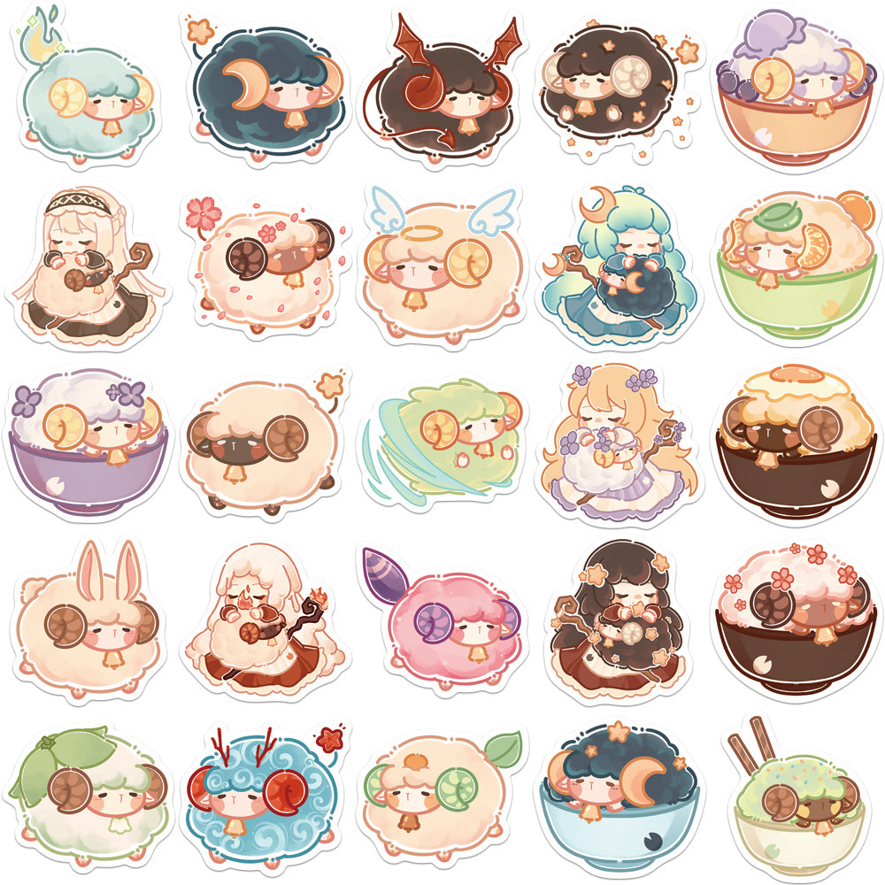 50pcs Magical Lamb Waterproof Stickers for Desserts