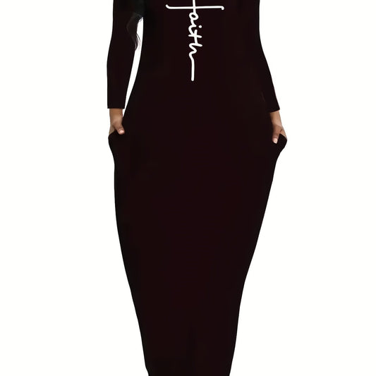 Casual Dress Women's Plus Letter Print Maxi Dress