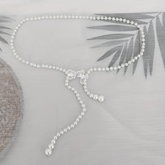 Pearl Waist Chain Adjustable Girdle Rhinestone Decor Dress Chain Belts