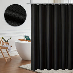 Fabric Shower Curtain Waffle Textured Heavy Duty Cloth Bathroom Shower Curtain