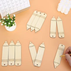 10pcs DIY Hollow Blank Pencil Wood Chip Ornament