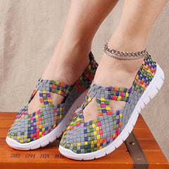 Women's Colorful Braided Slip On Sneakers Low Cozy Shoes