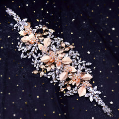 Rhinestone Decorative Hair Band With Alloy Leaves Stylish Headwear