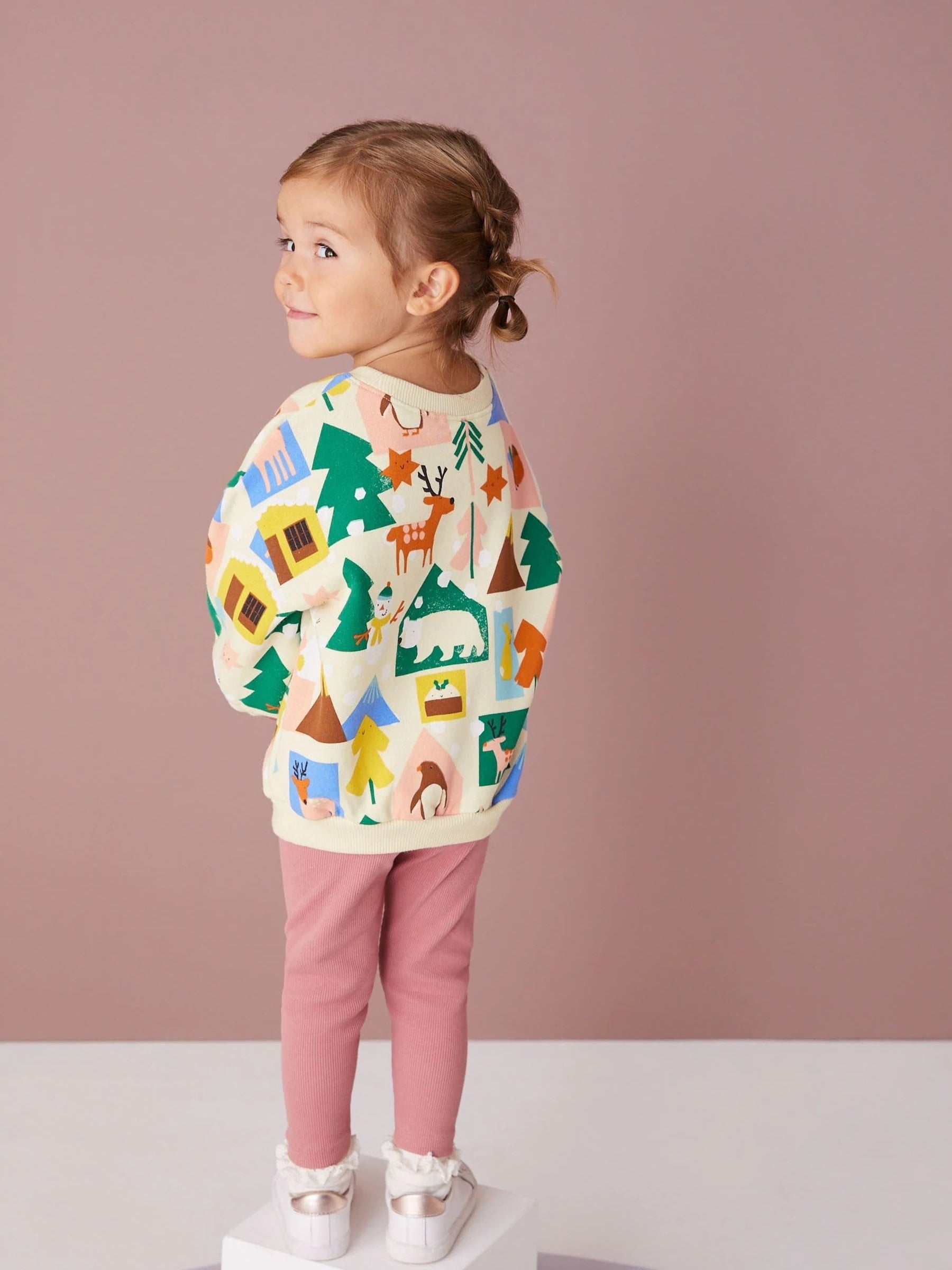 Snowman Girl's 2pcs Sweatshirt & Leggings Set Pine Print Top Christmas Style