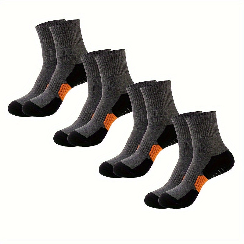 Men's Mid Crew Sport Socks 4 Pairs Basketball Cotton Blend