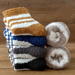 5 Pairs Fuzzy Slipper Socks Winter Cozy Warm Home Sleeping Socks