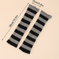 Striped Knitted Leg Warmers Knee High Socks Women's Stockings