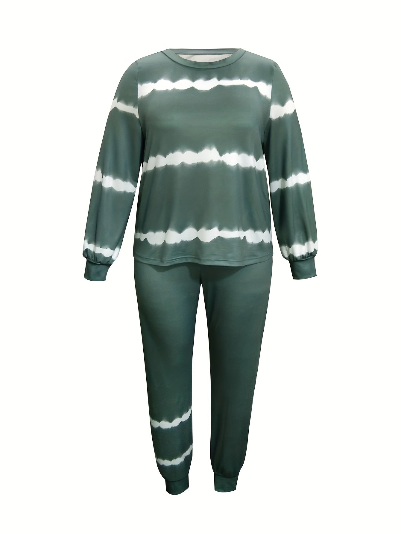Plus Tie Dye Long Sleeve Top & Pants Set