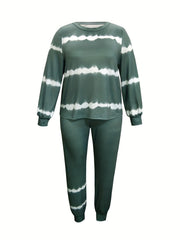 Plus Tie Dye Long Sleeve Top & Pants Set