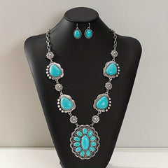 Turquoise Decor Necklace & Earrings Set