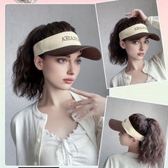 Women's Ponytail Wig Cap with Letter Embroidery Baseball Hat