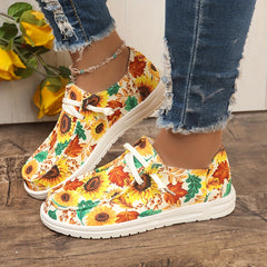 Women's Skateboard Shoes with Chrysanthemum Sunflower Pattern