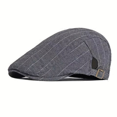 Classic Stripe Flat Cap Adjustable Unisex Beret Hat for Spring and Summer