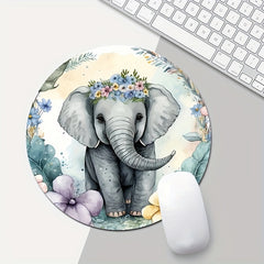 Elephant Mouse Pad Round Non Slip Rubber Mouse Pad Laptop Office Computer Decor