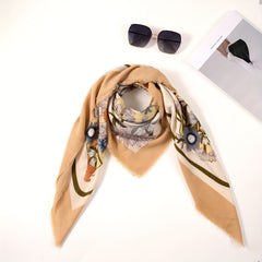 Boho Square Scarf Frayed Edge Tassel Shawl Casual Windproof Head Wrap