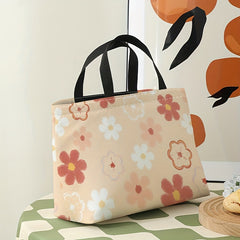 Portable Flowers Printed Lunch Bag Waterproof Insulated Bag