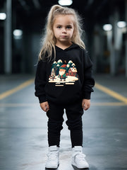 Girls 2pc Santa Claus Hooded Sweatshirt & Solid Sweatpants Set