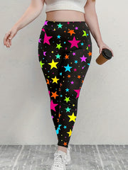 Colorful Star Print High Stretch Leggings