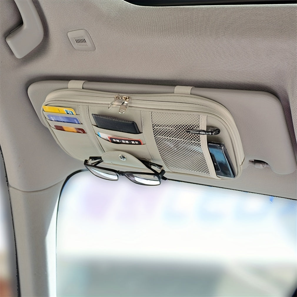 Car Sun Visor Organizer with Pocket Net Zippers