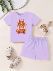 Toddler Kid T-shirt & Pants Cartoon Pattern Cotton Summer Clothing