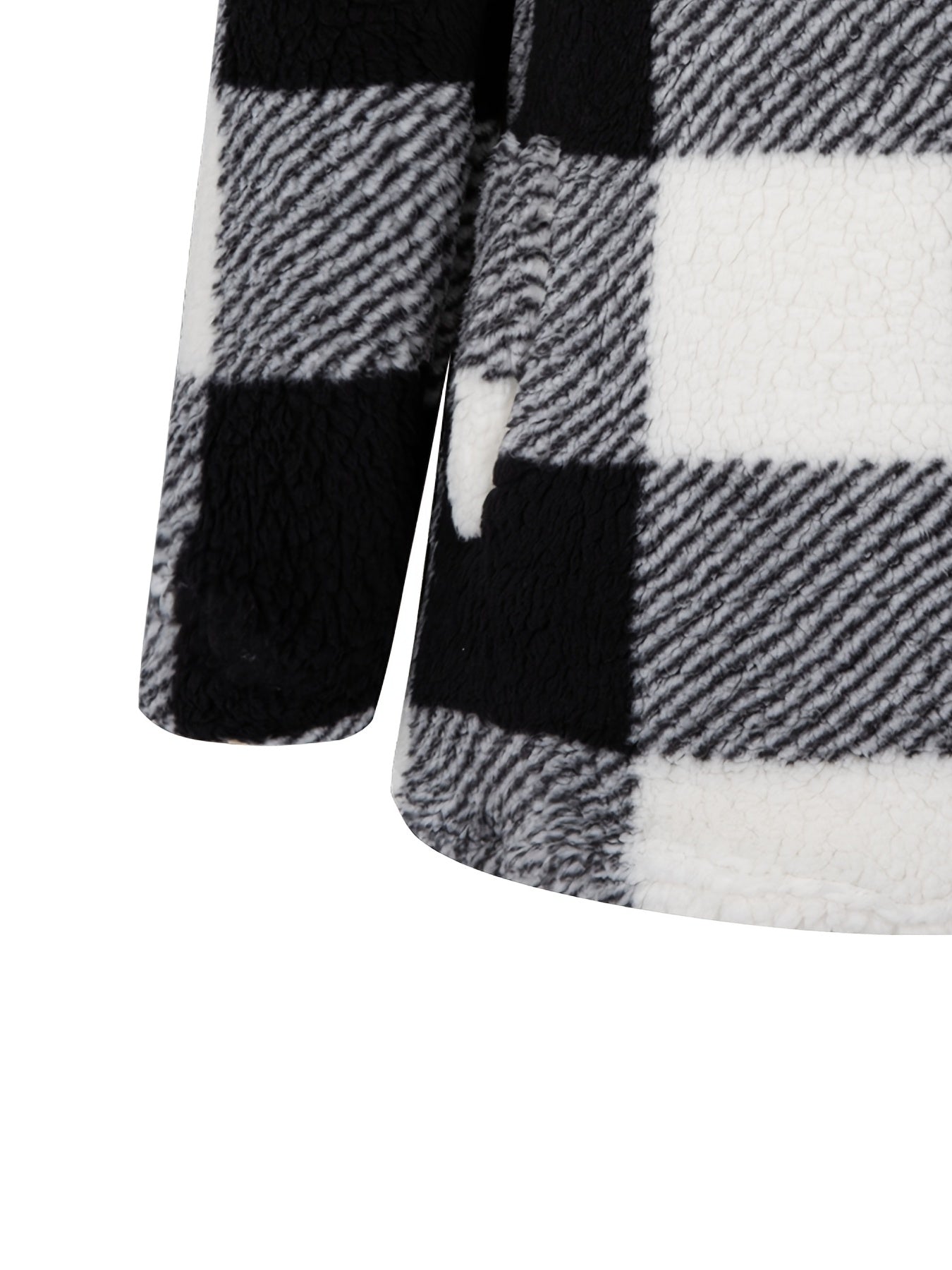 Plaid Print Teddy Jacket Zipper Warm Outerwear