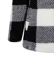 Plaid Print Teddy Jacket Zipper Warm Outerwear