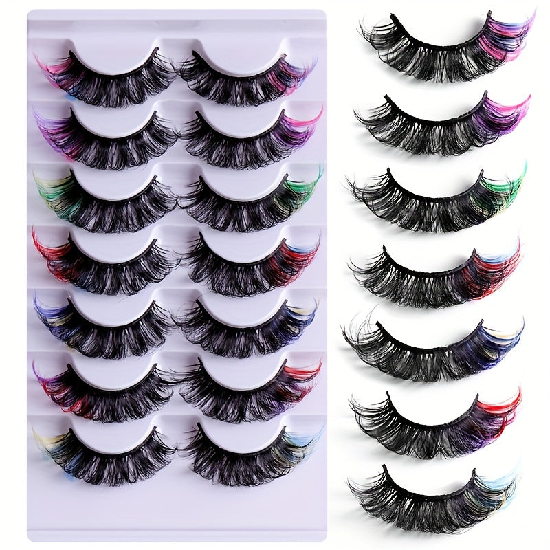 7 Pairs DIY False Eyelashes 6D Curly Soft Bushy Colored Perfect Fitting