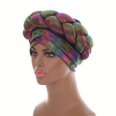 Wine Red Gradient Turban Cap with Bling Braid Vintage Headwear