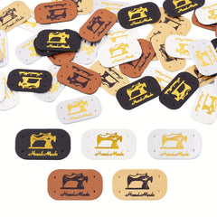 50pcs Leather Labels Sewing Labels Clothing Tags 21x38mm Embossed Mixed
