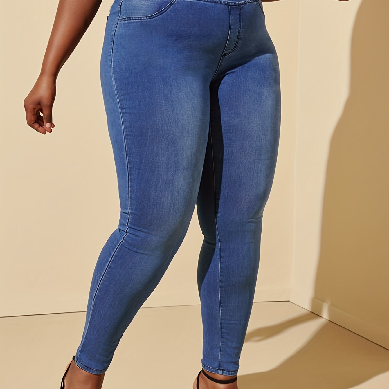 Elastic Waisted High Stretch Slimming Denim Pants