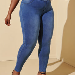 Elastic Waisted High Stretch Slimming Denim Pants