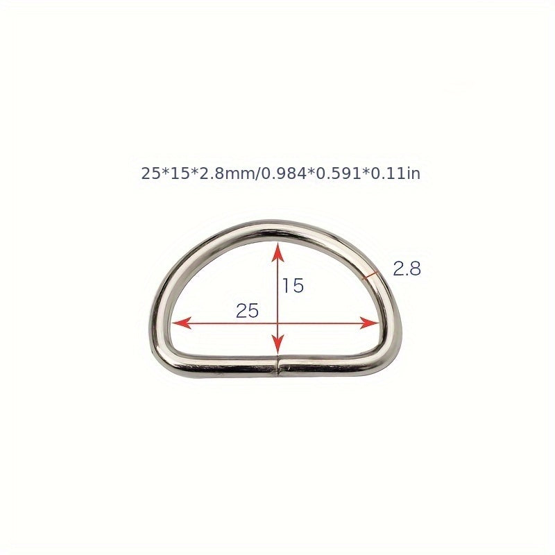100pcs DIY Clothing Metal D-ring Accessories Silver D Buckle
