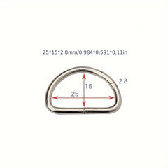 100pcs DIY Clothing Metal D-ring Accessories Silver D Buckle