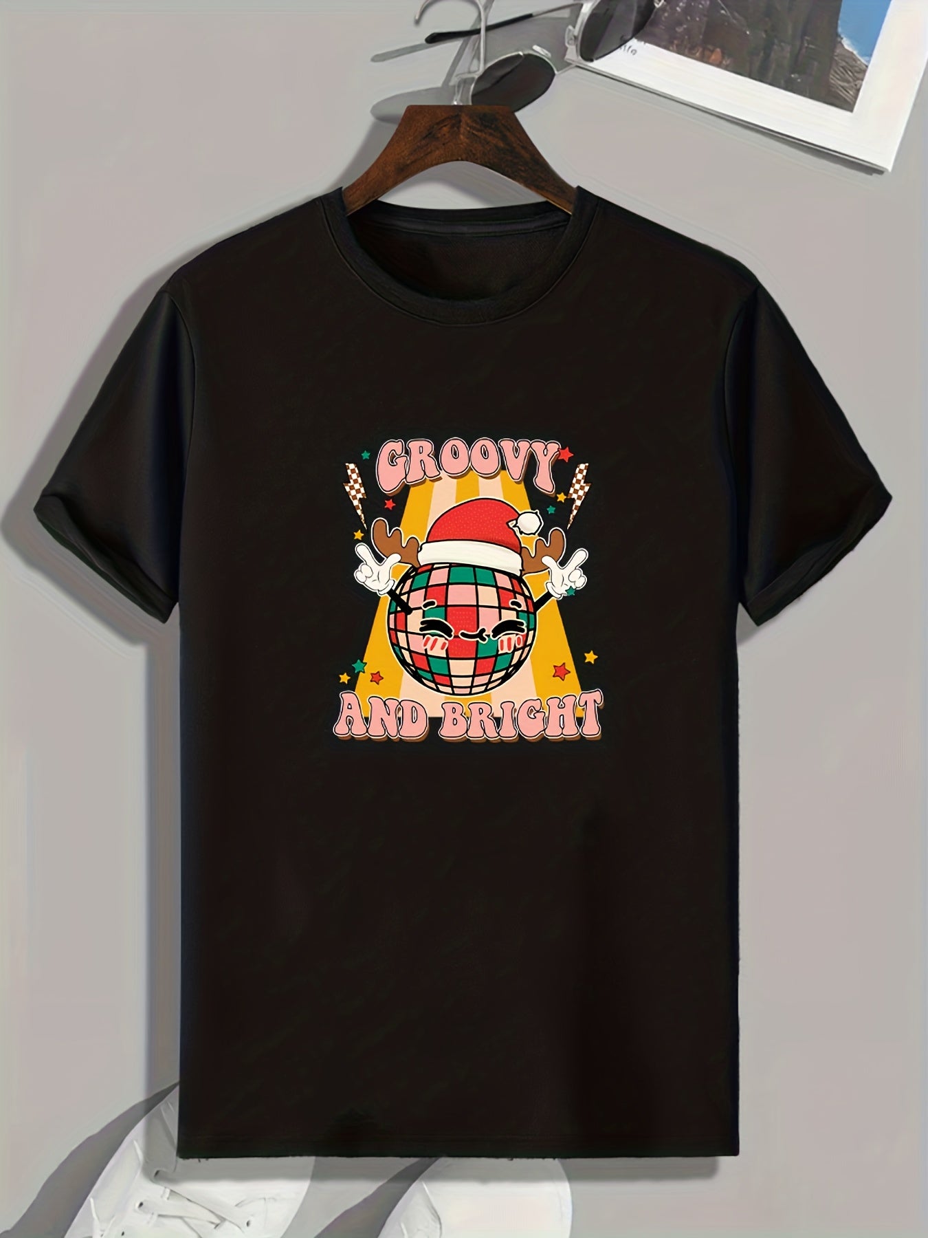 Christmas Style Disco Ball Print Men's Sports T-shirt