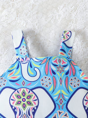 Toddler Girls Elephant Graphic Cami Rompers Flare Leg Pants Jumpsuit